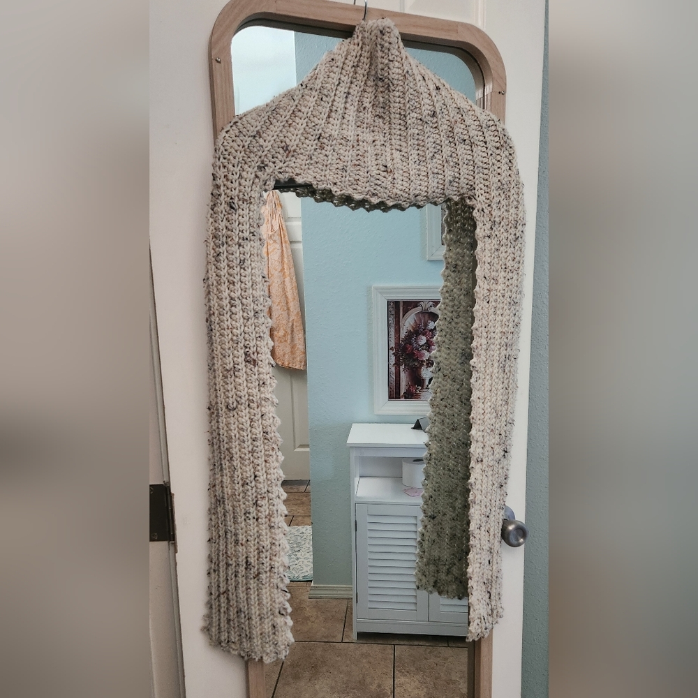 Cozy Knit Cream Scarf with Hood